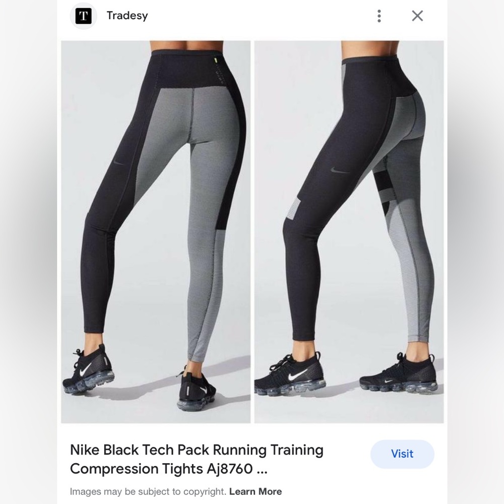 Nike Black Tech Running Training Compression Tights